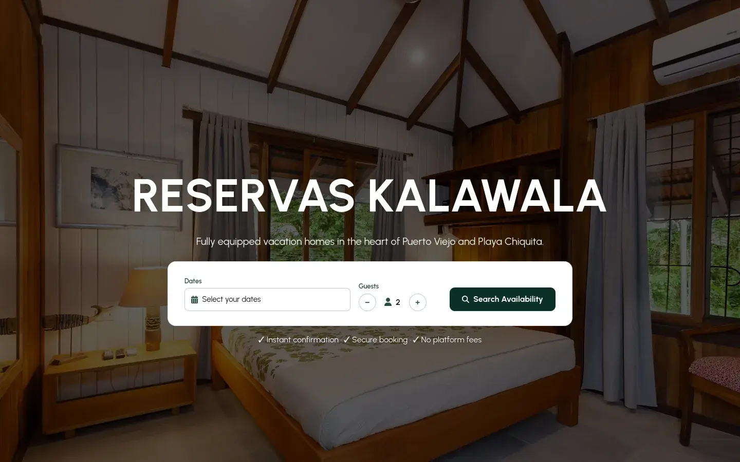 Kalawala Web direct-booking homepage